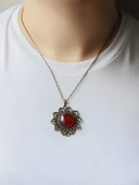 Doğal Taş Akik Doğal Taşlı Otantik Kadın Kolye 45 Cm Zincirli euk19a2 thumbnail 3