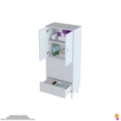 Modilayn İLKİM 65 x 138 x 32,5 cm' lik Kapak İçi Çift Raflı ve 3 Çekmeceli Düzen Harikası Dolap - 5