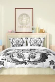 Marka Nevresim Takımı Çift Kişilik Pamuklu Saten Kumaş 6 Parça 3D Dijital Baskı Duvet Cover Set Model No:112 - 2
