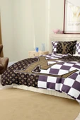 Marka Nevresim Takımı Çift Kişilik Pamuklu Saten Kumaş 6 Parça 3D Dijital Baskı Duvet Cover Set Model No:68 - 7