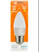 (1 Adet) Osaka 9W (70W) Sarı Işık (3000K) E27 Duylu (Kalın Duy) Led Mum Ampul - 1