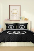 Marka Nevresim Takımı Çift Kişilik Pamuklu Saten Kumaş 6 Parça 3D Dijital Baskı Duvet Cover Set Model No:56 - 2
