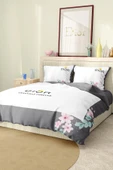 Marka Nevresim Takımı Çift Kişilik Pamuklu Saten Kumaş 6 Parça 3D Dijital Baskı Duvet Cover Set Model No:47 - 1