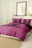 Nevresim Takımı Çift Kişilik Pamuklu Saten Kumaş 6 Parça 3D Dijital Baskı Duvet Cover Set Model No:33 - 1