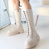 Mennd Bej Cilt Bağcıklı Çizme - 4