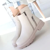 Menta Bej Cilt Fermuar Aksesuarlı Bot thumbnail 4