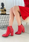 Yoont Kırmızı Cilt Topuklu Bot - 2