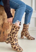 Birta Leopar Cilt Streç Topuklu Bot - 1