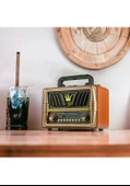 NS-8077 Büyük Boy Telefon Tutma Aparatlı Retro Ahşap Tasarım Bluetooth Hoparlörlü Radyo Fm/am thumbnail 3