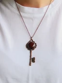 Doğal Taş Akik Doğal Taşlı Anahtar Model Kadın Antik Kolye euk35a thumbnail 2