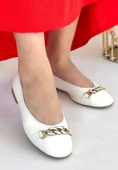 Cleo Beyaz Cilt Babet Ayakkabı - 1