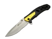 4191 Sarı Kamp Çakı 21cm - Yarı Otomatik, Kemerlikli, Testere Detaylı, Desenli Sap - 1
