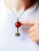 Doğal Taş Akik Doğal Taşlı Anahtar Model Kadın Antik Kolye euk33a thumbnail 1