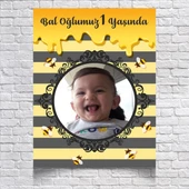 Bal Temalı Doğum Günü Afişi Resimli 70x100 Cm - 1