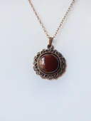 Doğal Taş Akik Doğal Taşlı Otantik Kadın Kolye 45 Cm Zincirli euk30a thumbnail 2