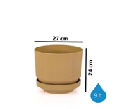 Omnipazar SO-S284 Dekoratif Tabaklı Lüks Çizgi Desenli Saksı 9 Litre thumbnail 2