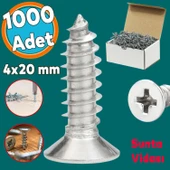 Sunta Vidası Sivri Uçlu Ahşap Tahta Ağaç Mobilya Ayak Kulp Vidası 4x20 Mm Paket 1000 Adet - 1