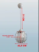 DMR Kristal Taşlı Yuvarlak KROM Küçük Fiskiye Tekli Avize E-27 - 2