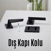 Yıldız YALE DIŞ KAPI Kolu Siyah Kare Rozetli Sağa Sola Uygun Ev Kapı Kolları Kilitlenebilir 1 Takım - 2
