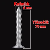 Sunta Vidası Sivri Uçlu Ahşap Tahta Ağaç Mobilya Ayak Kulp Vidası 6x70 Mm Paket 100 Adet - 2