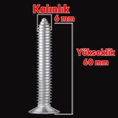 Sunta Vidası Sivri Uçlu Ahşap Tahta Ağaç Mobilya Ayak Kulp Vidası 6x60 Mm Paket 200 Adet - 2