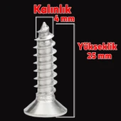 Sunta Vidası Sivri Uçlu Ahşap Tahta Ağaç Mobilya Ayak Kulp Vidası 4x25 Mm Paket 500 Adet thumbnail 2