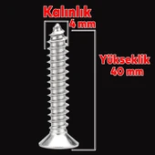 Sunta Vidası Sivri Uçlu Ahşap Tahta Ağaç Mobilya Ayak Kulp Vidası 4x40 Mm Paket 500 Adet - 2