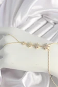Pirinç Gold Renk Zirkon Taşlı Kutup Yıldız Model Kadın Şahmeran - TJ-SN613 - 1