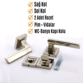 Ultra WC - BANYO Kapı Kolu İnox Kare Rozetli Sağ Sol Uygun Ev Kapısı Kolları Kilitlenebilir 1 Takım - 2
