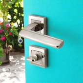 Ultra WC - BANYO Kapı Kolu İnox Kare Rozetli Sağ Sol Uygun Ev Kapısı Kolları Kilitlenebilir 1 Takım - 7
