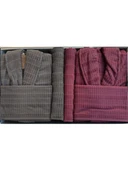 Özdilek Land Aile Bornoz Seti Koyu Pembe-Koyu Gri 8162 - 1