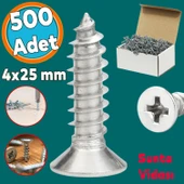 Sunta Vidası Sivri Uçlu Ahşap Tahta Ağaç Mobilya Ayak Kulp Vidası 4x25 Mm Paket 500 Adet thumbnail 1