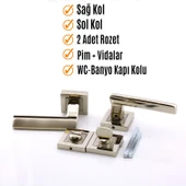 Ultra WC - BANYO Kapı Kolu İnox Kare Rozetli Sağ Sol Uygun Ev Kapısı Kolları Kilitlenebilir 1 Takım - 3
