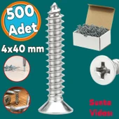 Sunta Vidası Sivri Uçlu Ahşap Tahta Ağaç Mobilya Ayak Kulp Vidası 4x40 Mm Paket 500 Adet - 1