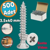 Sunta Vidası Sivri Uçlu Ahşap Tahta Ağaç Mobilya Ayak Kulp Vidası 3.5x40 Mm Paket 500 Adet - 1