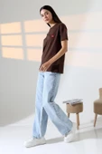 Kadın Kalp Nakışlı Bisiklet Yaka T-shirt - 3