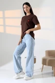 Kadın Kalp Nakışlı Bisiklet Yaka T-shirt - 2