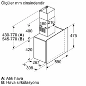 Bosch DWF65AJ60T Siyah Duvar Tipi Davlumbaz - 6