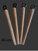 40Cm Ceviz Ahşap Ayak Sehpa,Komidin,puf,Sandalye Ayağı -4 ADET- - 1