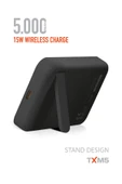 5000 mah 15W Magsafe Destekli TXM5 Powerbank – Kablosuz Şarj + Stand Tasarım Siyah - 2
