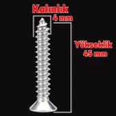 Sunta Vidası Sivri Uçlu Ahşap Tahta Ağaç Mobilya Ayak Kulp Vidası 4x45 Mm Paket 500 Adet - 2