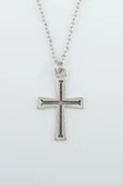 Haç Gümüş Kaplama Düz Zincir Kolye thumbnail 1