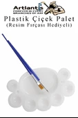 Plastik Çiçek Palet 2 Adet Çiçek Boya Paleti 8 Hazneli 17 cm  Resim Boyama Paleti Fırça Hediyeli Sanatsal Hobi - 2