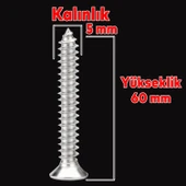 Sunta Vidası Sivri Uçlu Ahşap Tahta Ağaç Mobilya Ayak Kulp Vidası 5x60 Mm Paket 200 Adet thumbnail 2