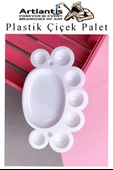 Plastik Çiçek Palet 1 Adet Çiçek Boya Paleti 8 Hazneli 17 cm  Resim Boyama Paleti Fırça Hediyeli Sanatsal Hobi thumbnail 5