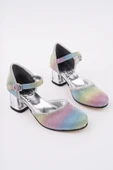 Muggo BLOSSOM Bilekten Bağlamalı Simli Işıklı Kız Çocuk Kısa Topuklu Ayakkabı - 7