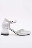 Muggo BLOSSOM Bilekten Bağlamalı Simli Işıklı Kız Çocuk Kısa Topuklu Ayakkabı - 1