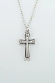 Haç Gümüş Kaplama Düz Zincir Kolye thumbnail 1