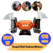 Elektrikli Bıçak Kesici Bileme Taş Motoru 175 mm Zımpara 500 W Rico Taşlama Metal Tezgah Üstü Çark - 1