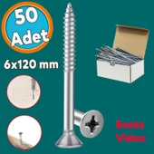 Sunta Vidası Sivri Uçlu Ahşap Tahta Ağaç Mobilya Ayak Kulp Vidası 6x120 Mmpaket 50 Adet thumbnail 1